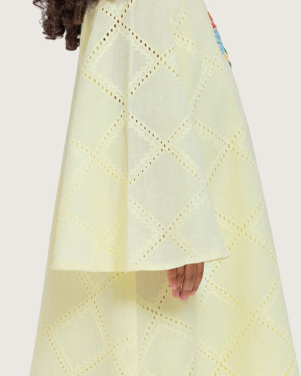 Loose Eyelet Cotton Kids Dress with Handmade Beaded & Sequin Embellishments - Image 6