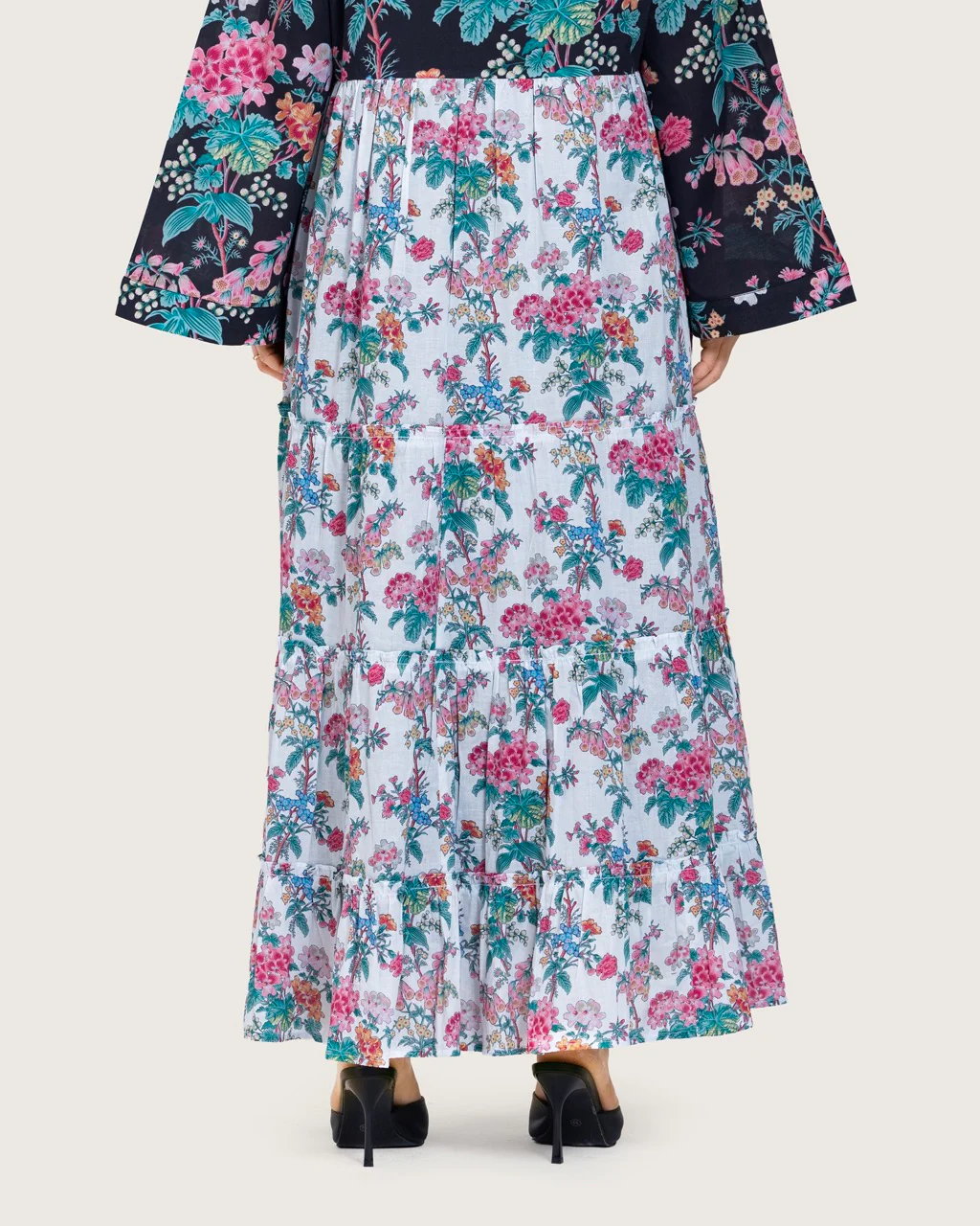 Loose Floral Cotton Dress with Tassels - Image 10