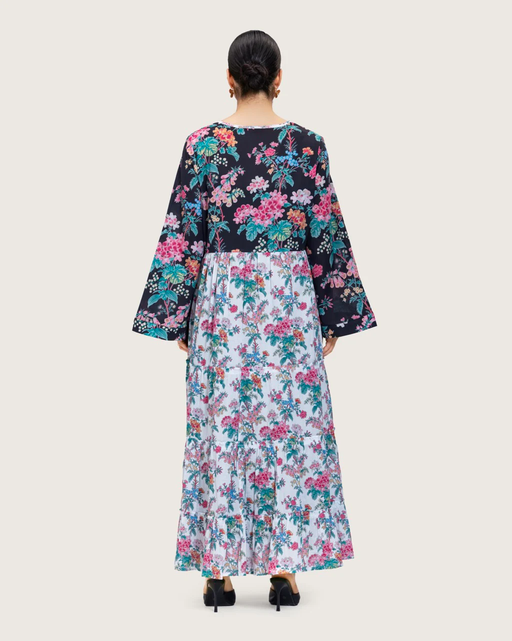 Loose Floral Cotton Dress with Tassels - Image 9
