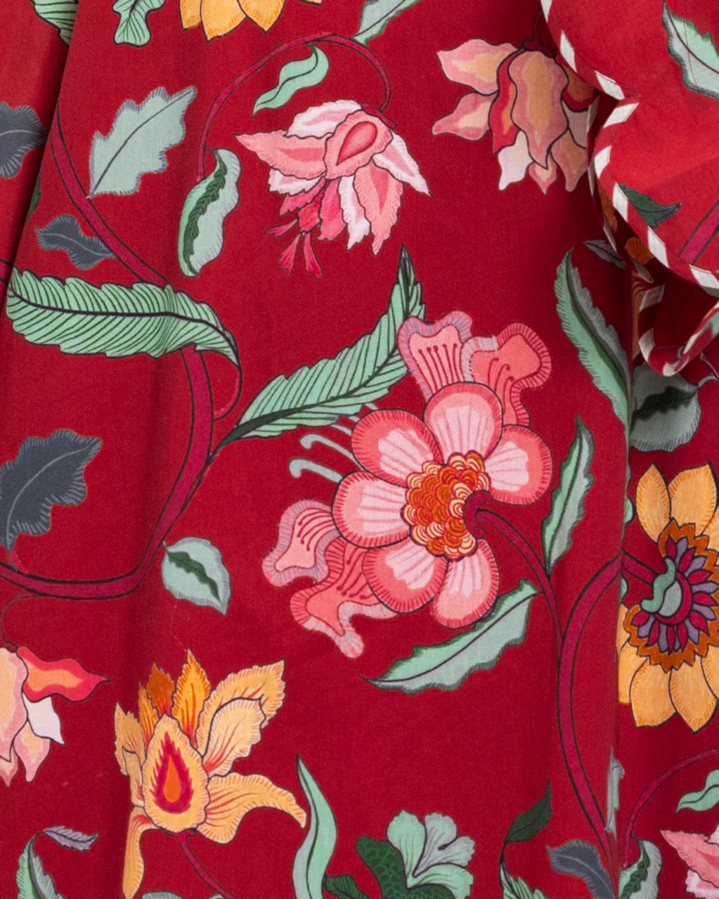Maroon Red Floral Maxi Dress with Square Neckline - Image 3