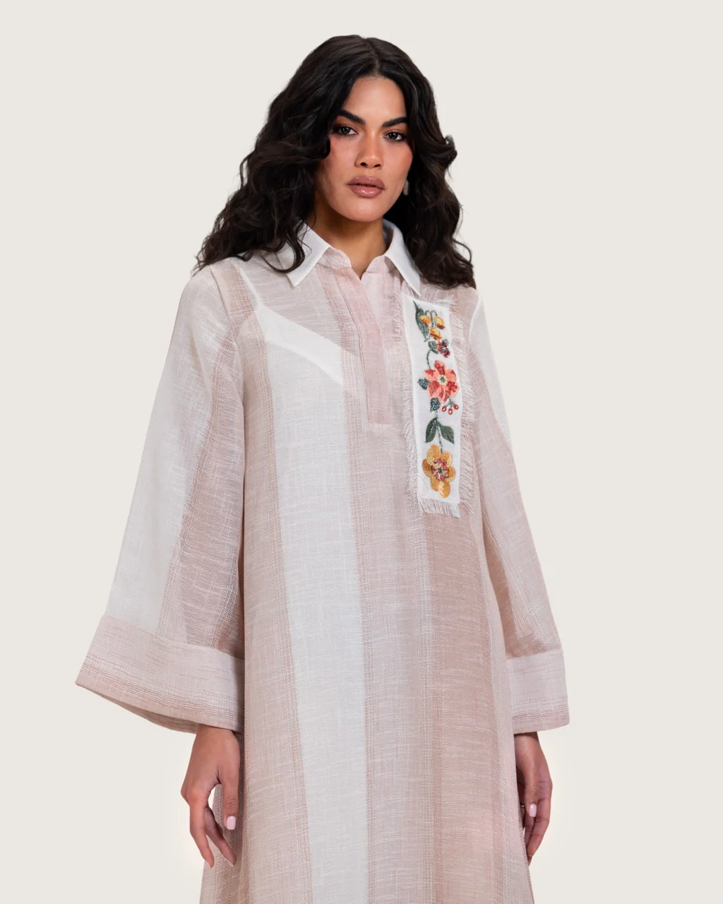 Maxi Shirt Dress with Handcrafted Floral Embroidery - Image 8