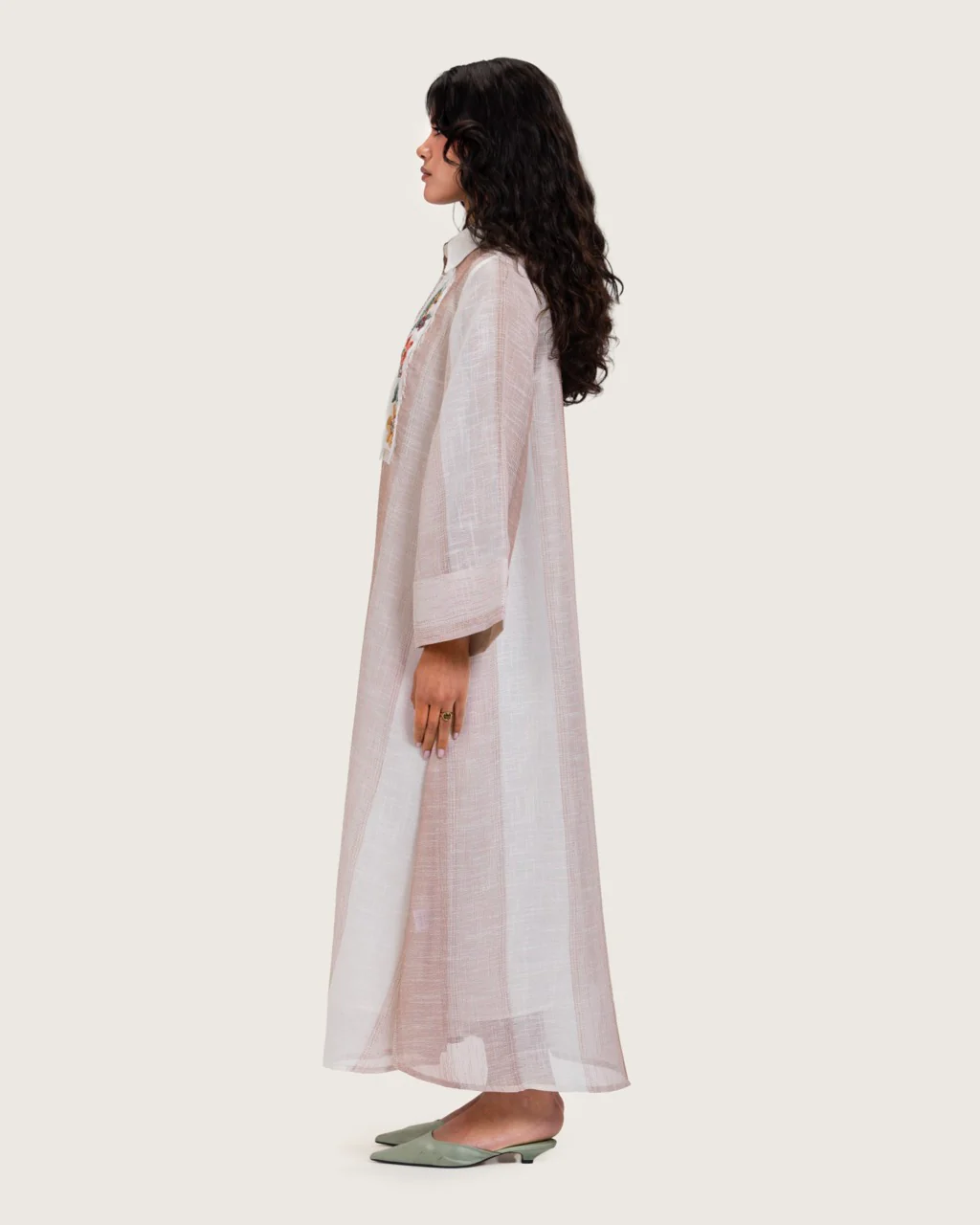 Maxi Shirt Dress with Handcrafted Floral Embroidery - Image 9