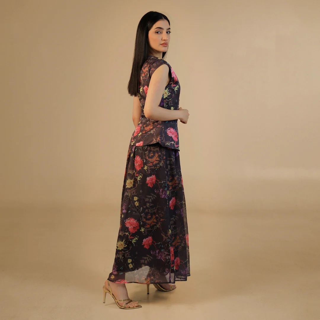 Midnight Floral with Gold Details Dress - Image 3