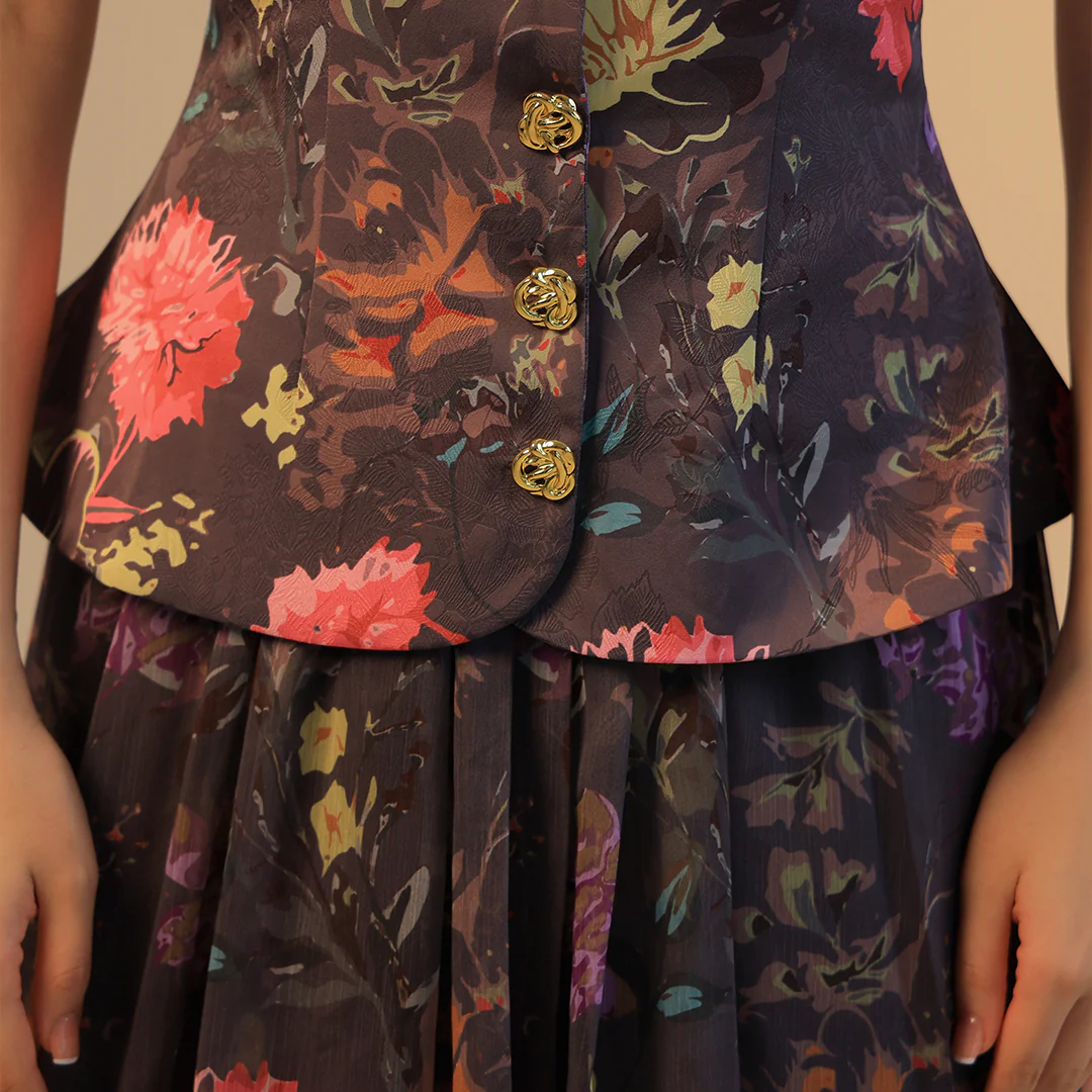 Midnight Floral with Gold Details Dress - Image 5