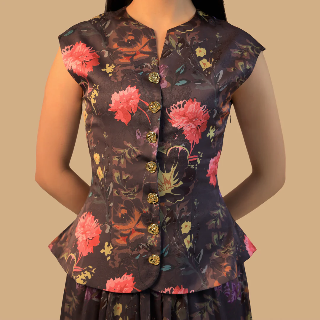 Midnight Floral with Gold Details Dress - Image 6