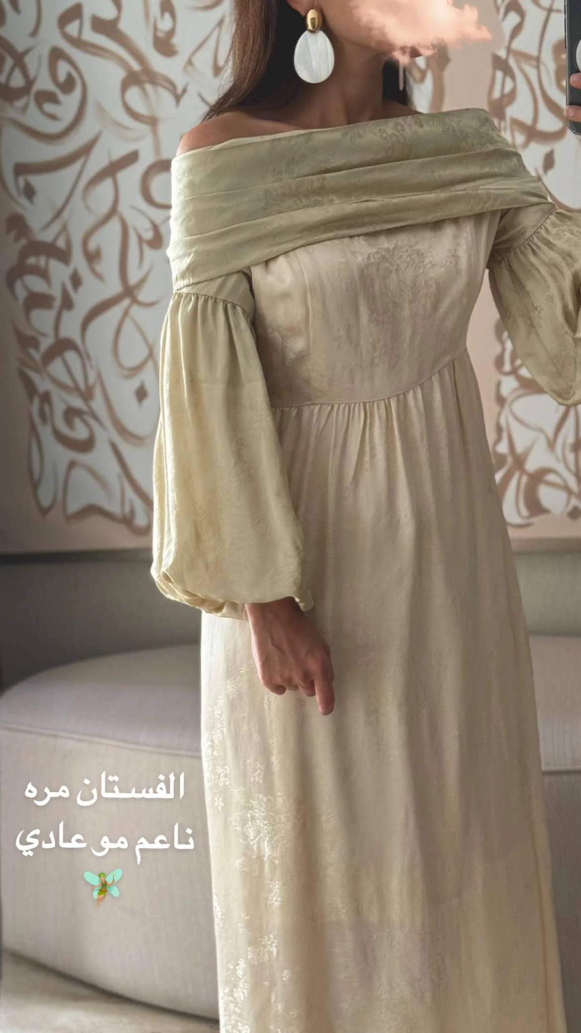 Off-Shoulder Classic Satin Jacquard Dress - Image 3