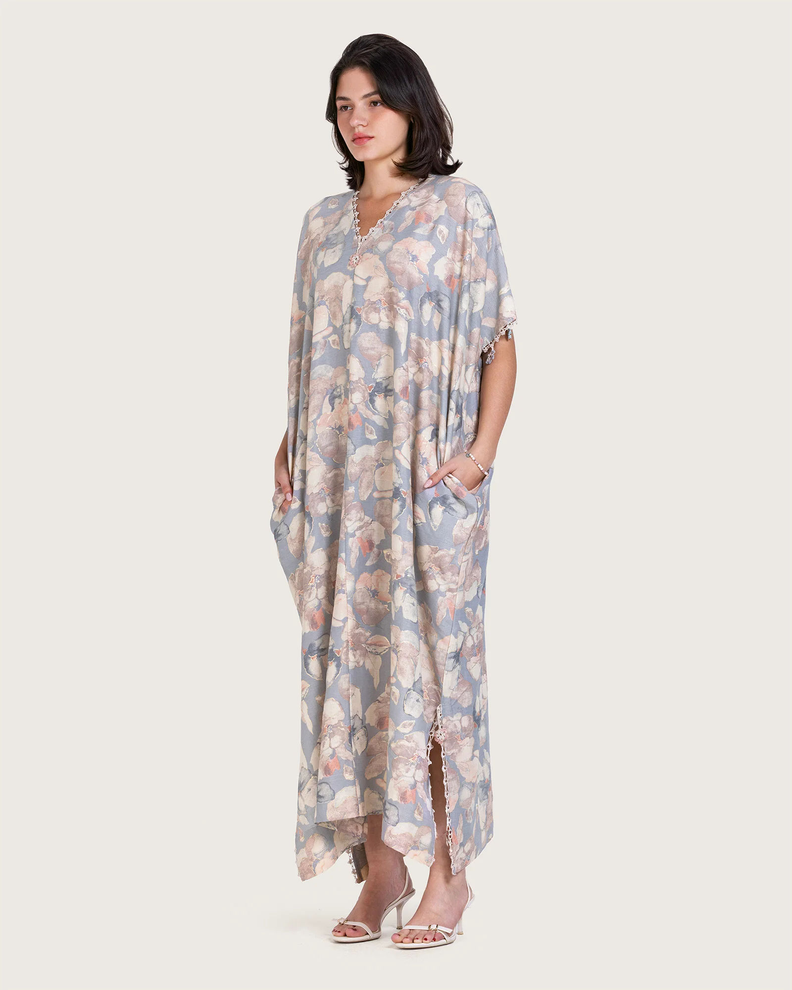 Pastel Blue-Pink Loose Everyday Kaftan - Image 2