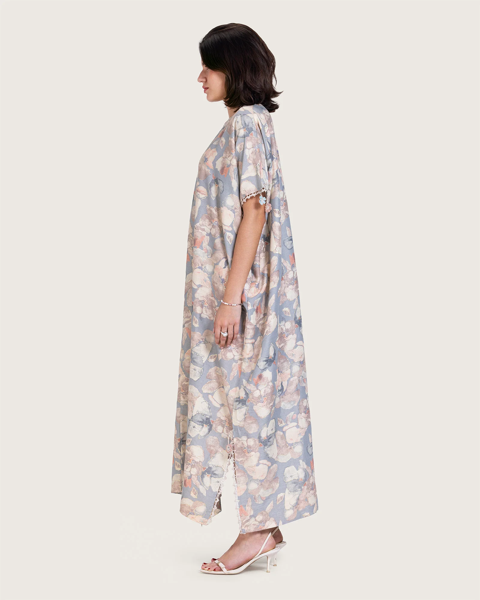 Pastel Blue-Pink Loose Everyday Kaftan - Image 3