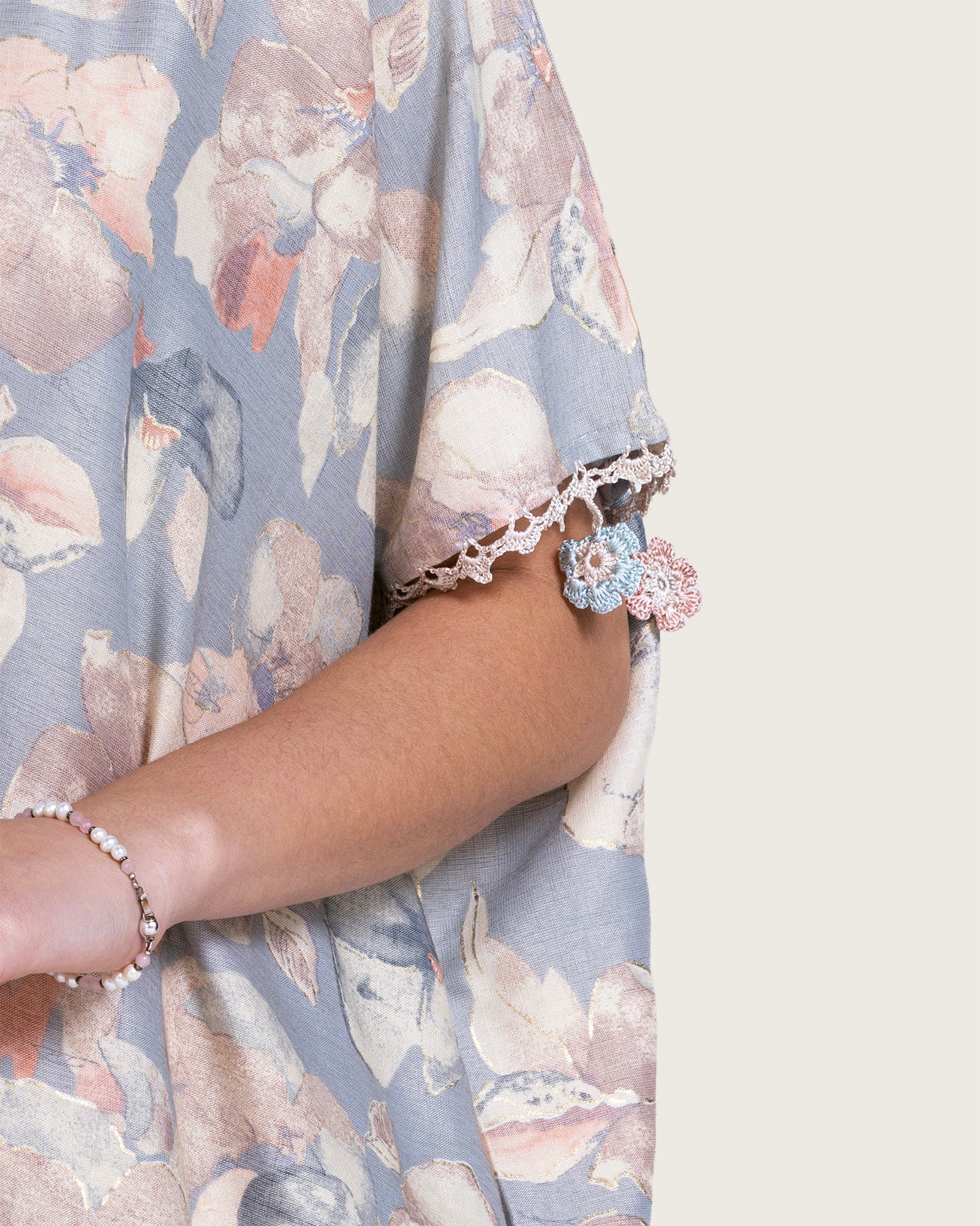 Pastel Blue-Pink Loose Everyday Kaftan - Image 4