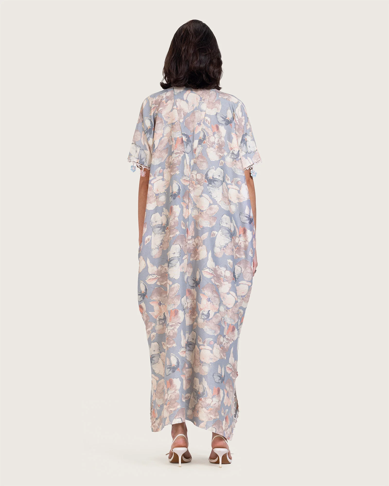 Pastel Blue-Pink Loose Everyday Kaftan - Image 6