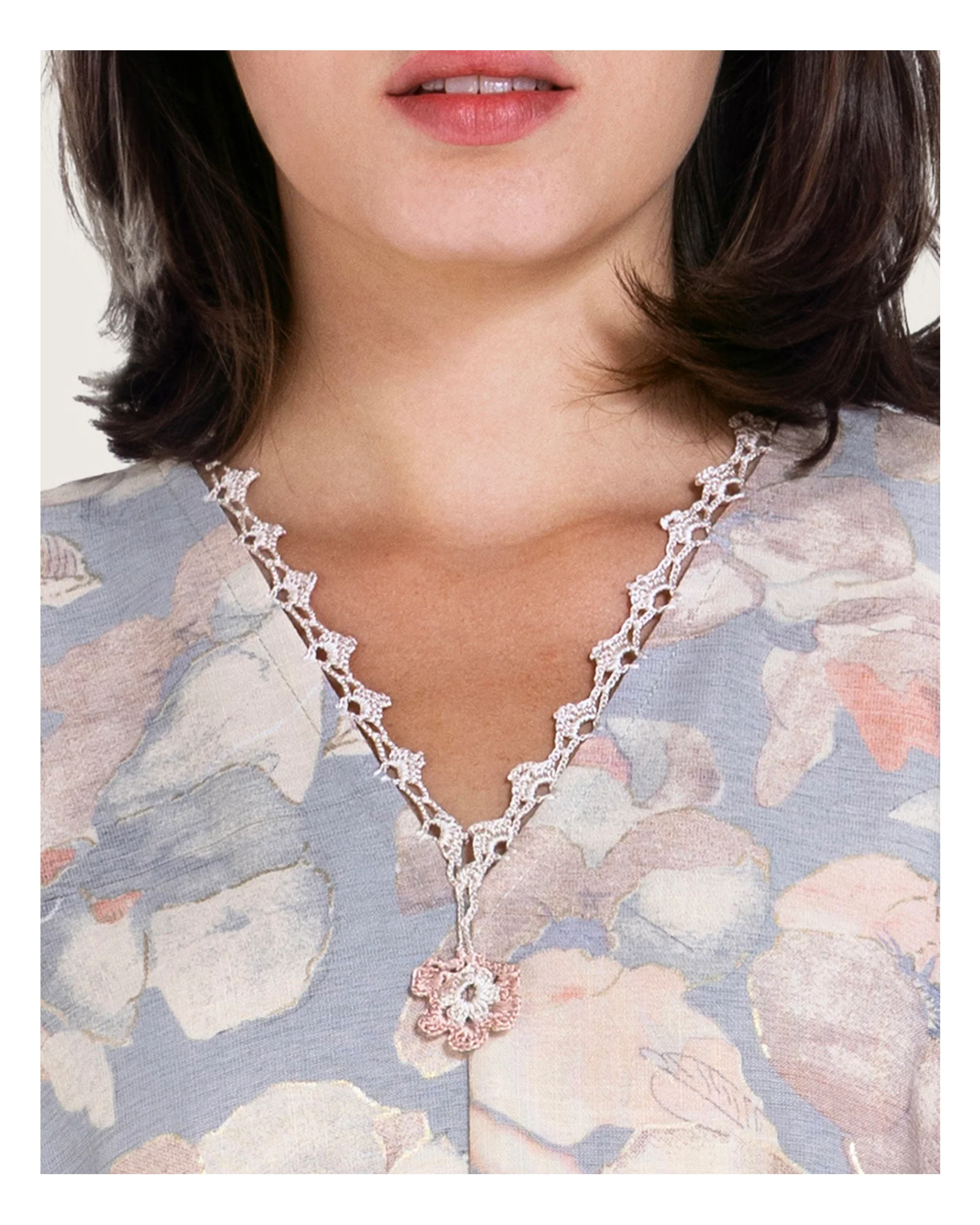 Pastel Blue-Pink Loose Everyday Kaftan - Image 8