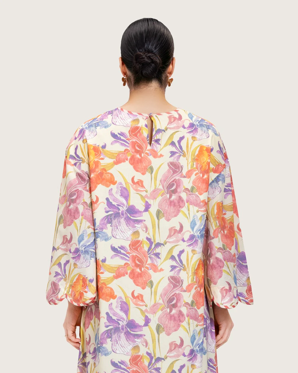 Peach Floral Maxi Dress with Square Neckline - Image 10