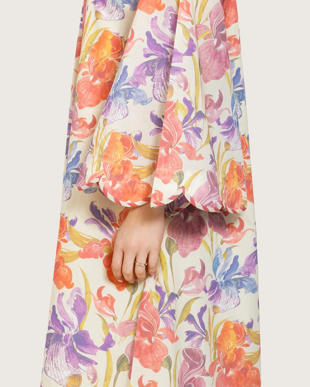 Peach Floral Maxi Dress with Square Neckline - Image 3