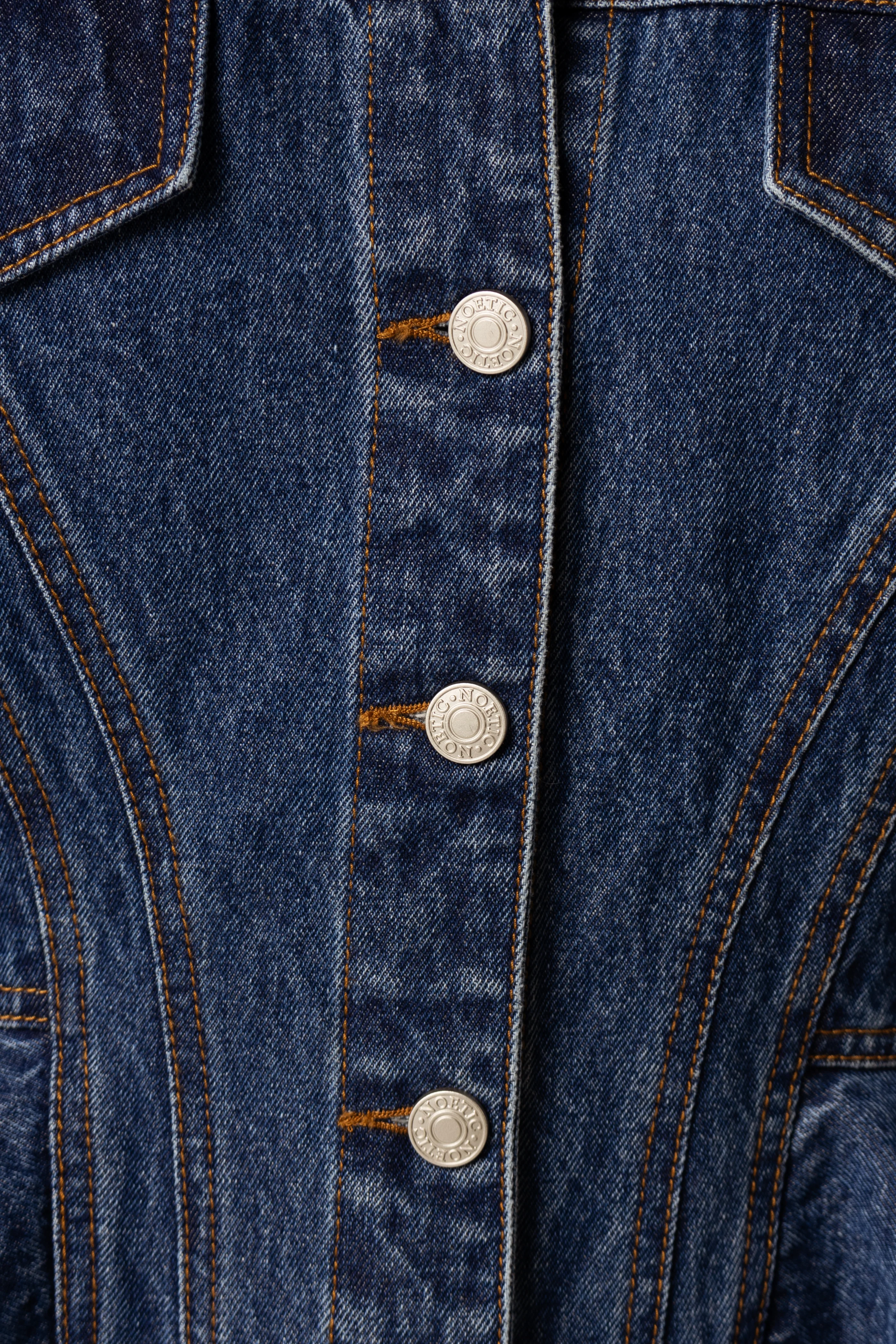 Peplum Ruffled Hem Denim Co-ord Jacket - Image 4