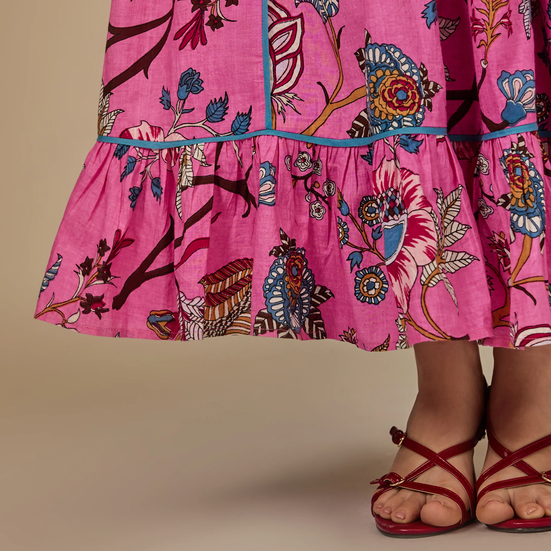 Pink Garden Cotton Maxi Dress - Image 5