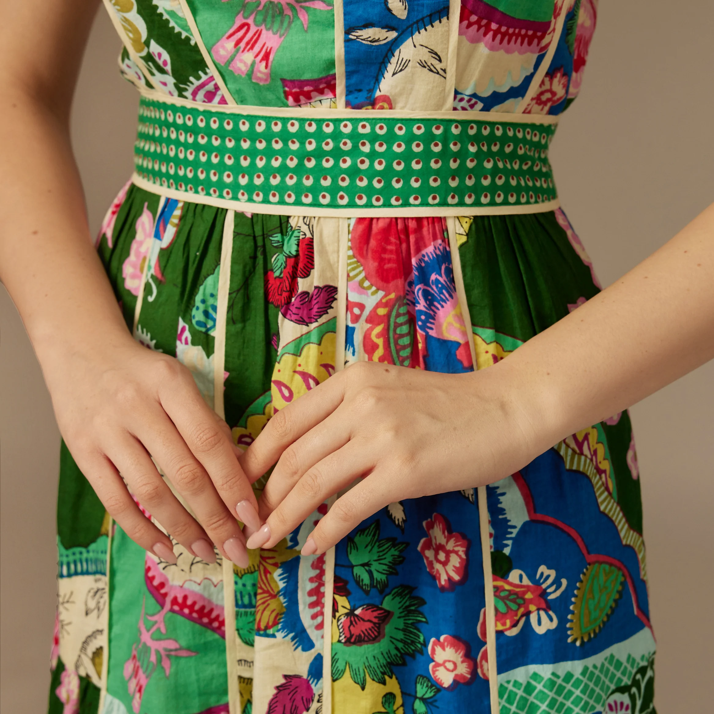 Green Printed Cotton Maxi Dress - Image 3