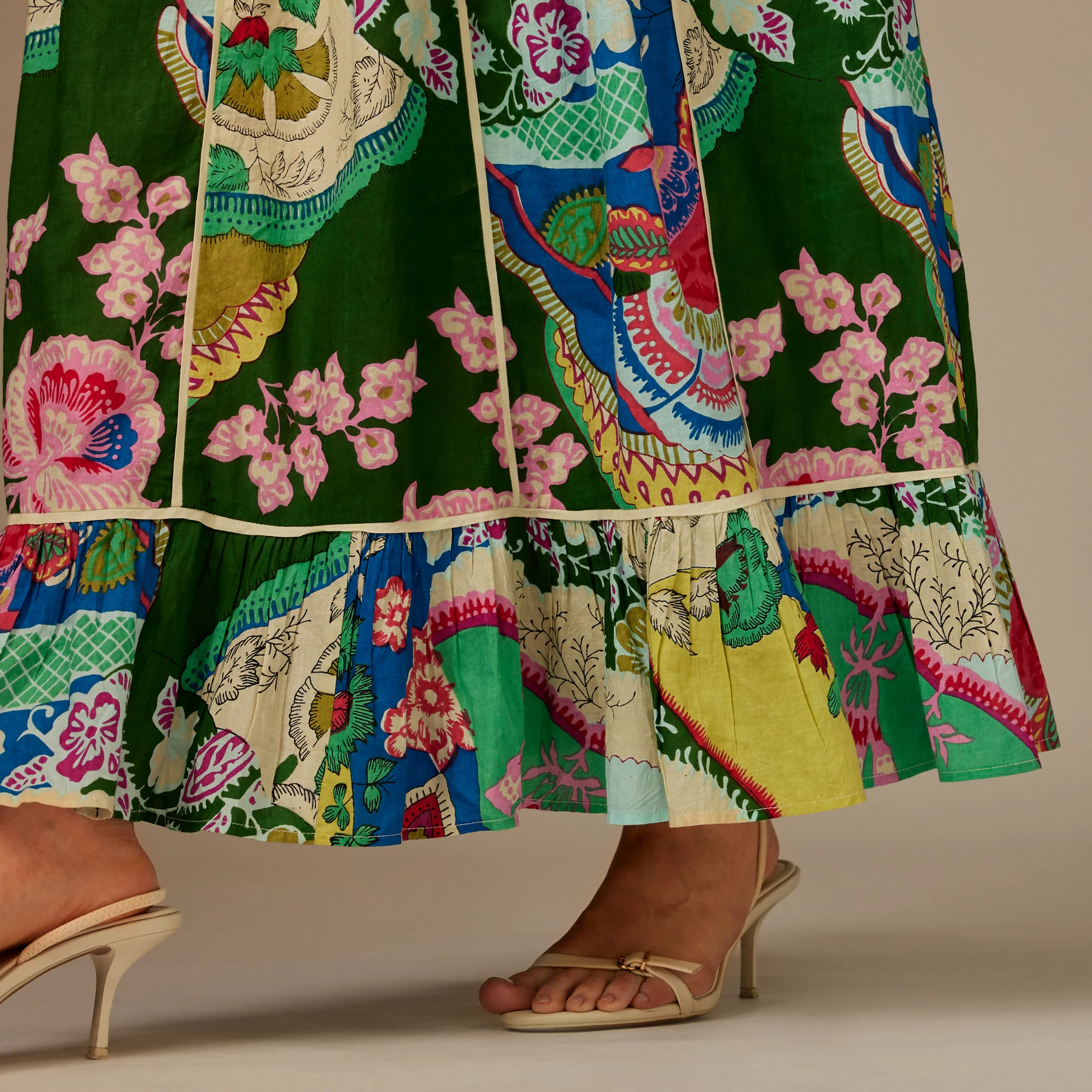 Green Printed Cotton Maxi Dress - Image 4