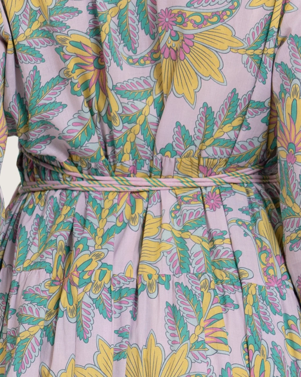 Printed Maxi Wrap dress with Tie Waist & Tassels - Image 10