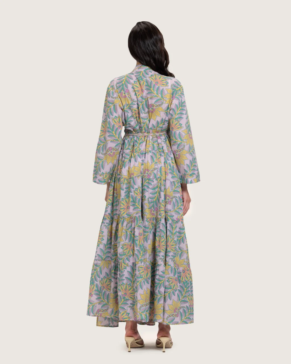 Printed Maxi Wrap dress with Tie Waist & Tassels - Image 5