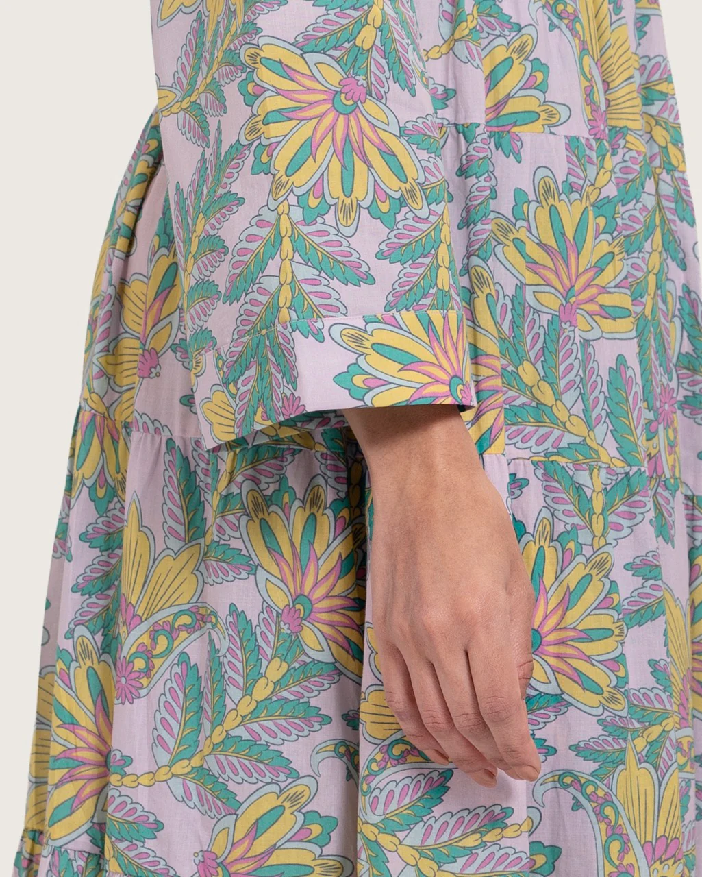 Printed Maxi Wrap dress with Tie Waist & Tassels - Image 6