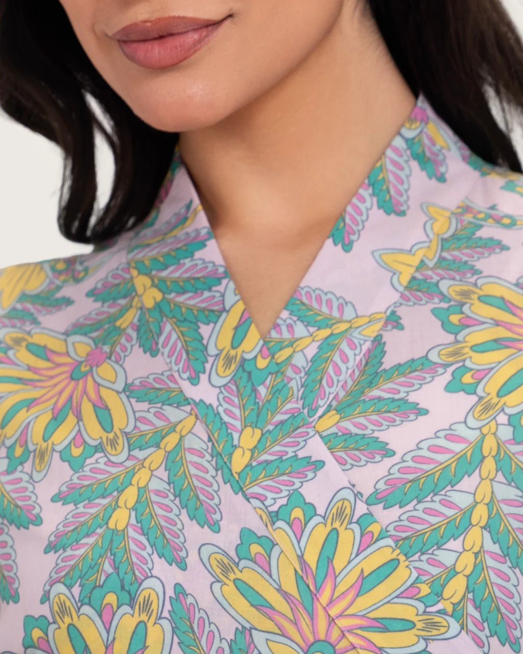 Printed Maxi Wrap dress with Tie Waist & Tassels - Image 9