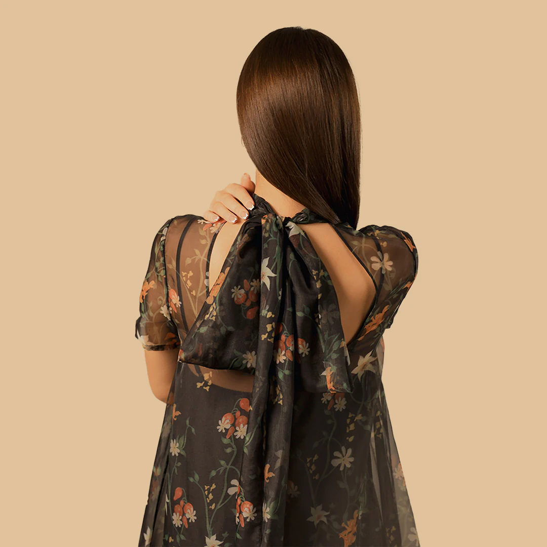 Printed sheer soft organza dress - Image 6
