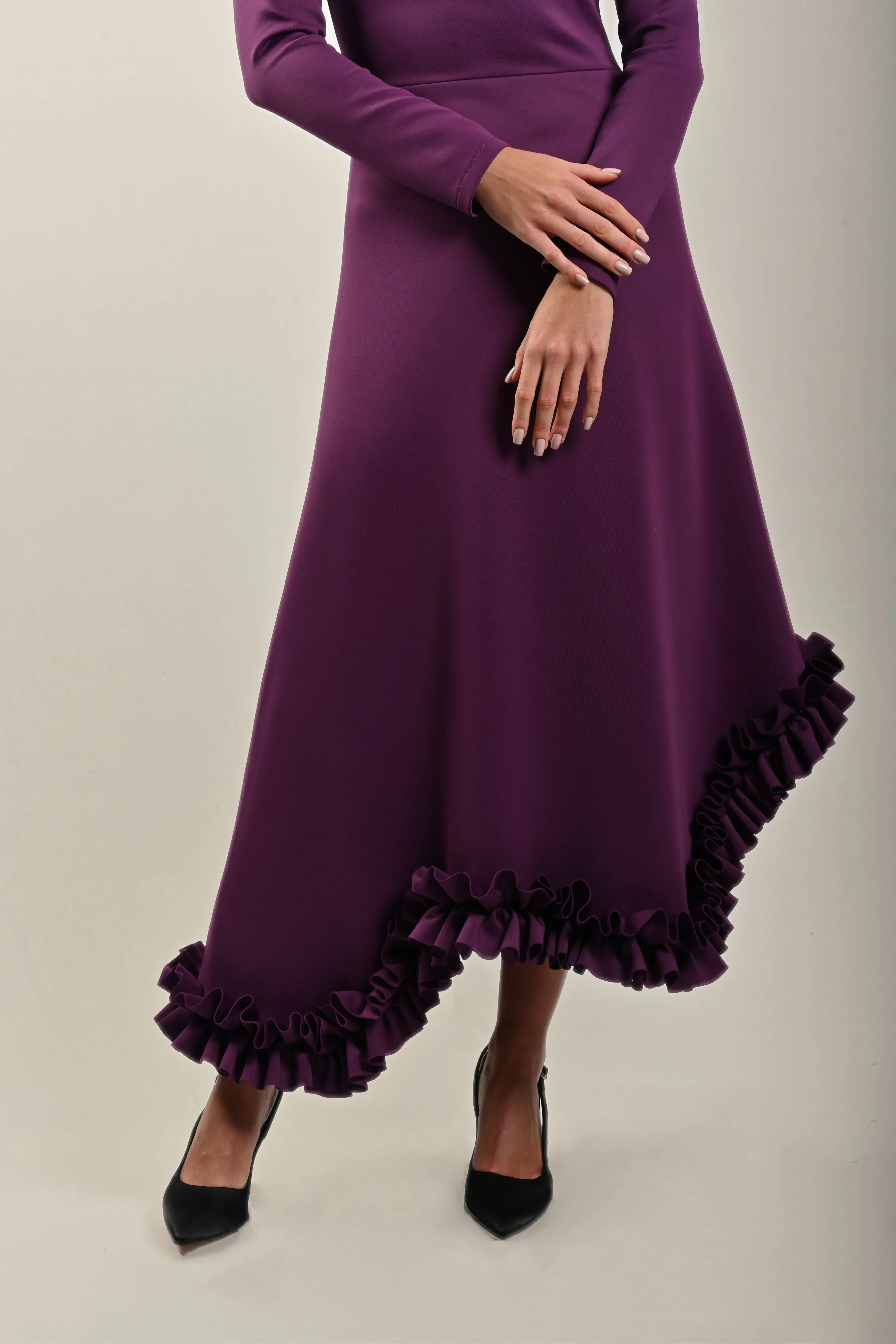 Purple Ruffled Hem Dress - Image 3