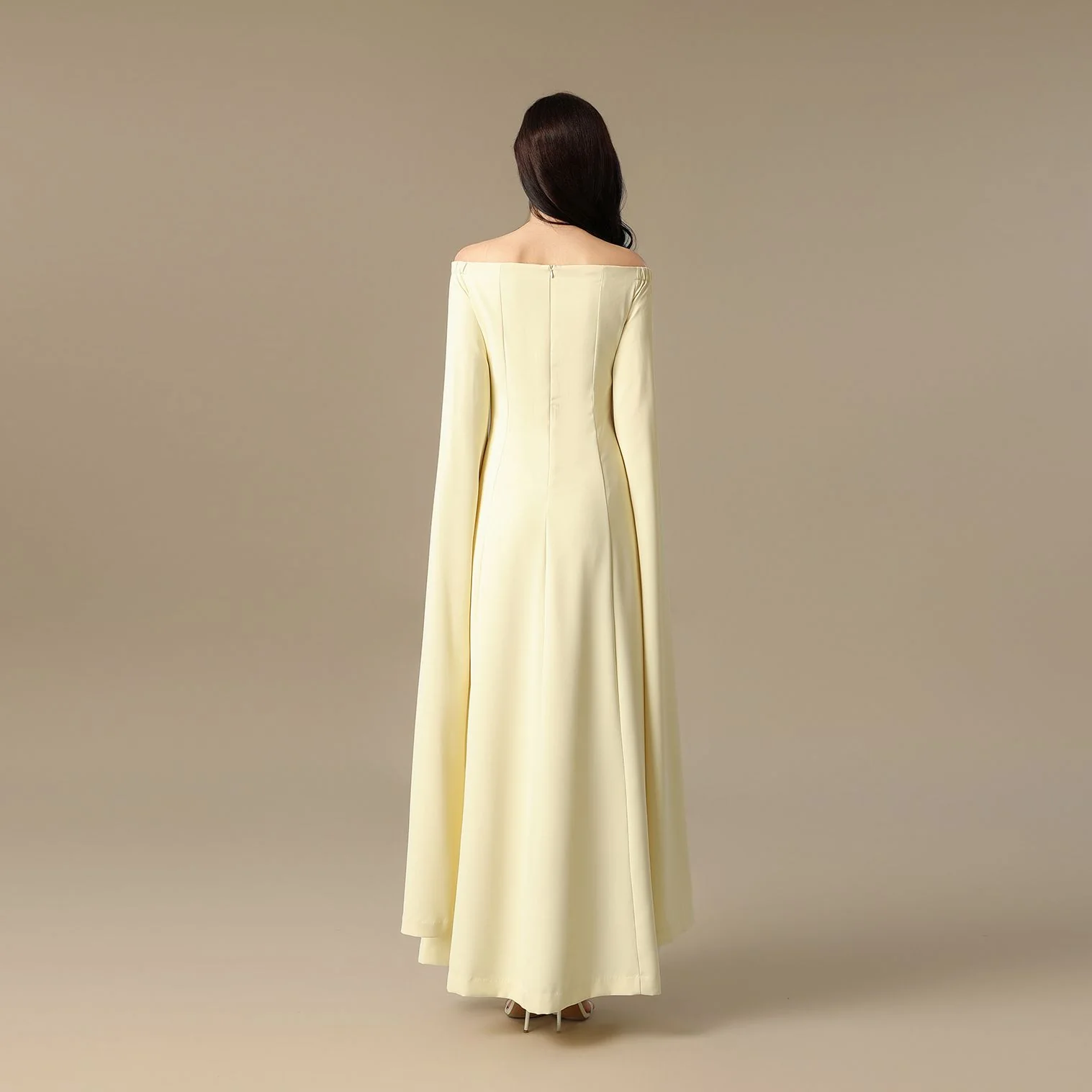 Soft Yellow Maxi Dress with Floral Embroidered Neckline - Image 5