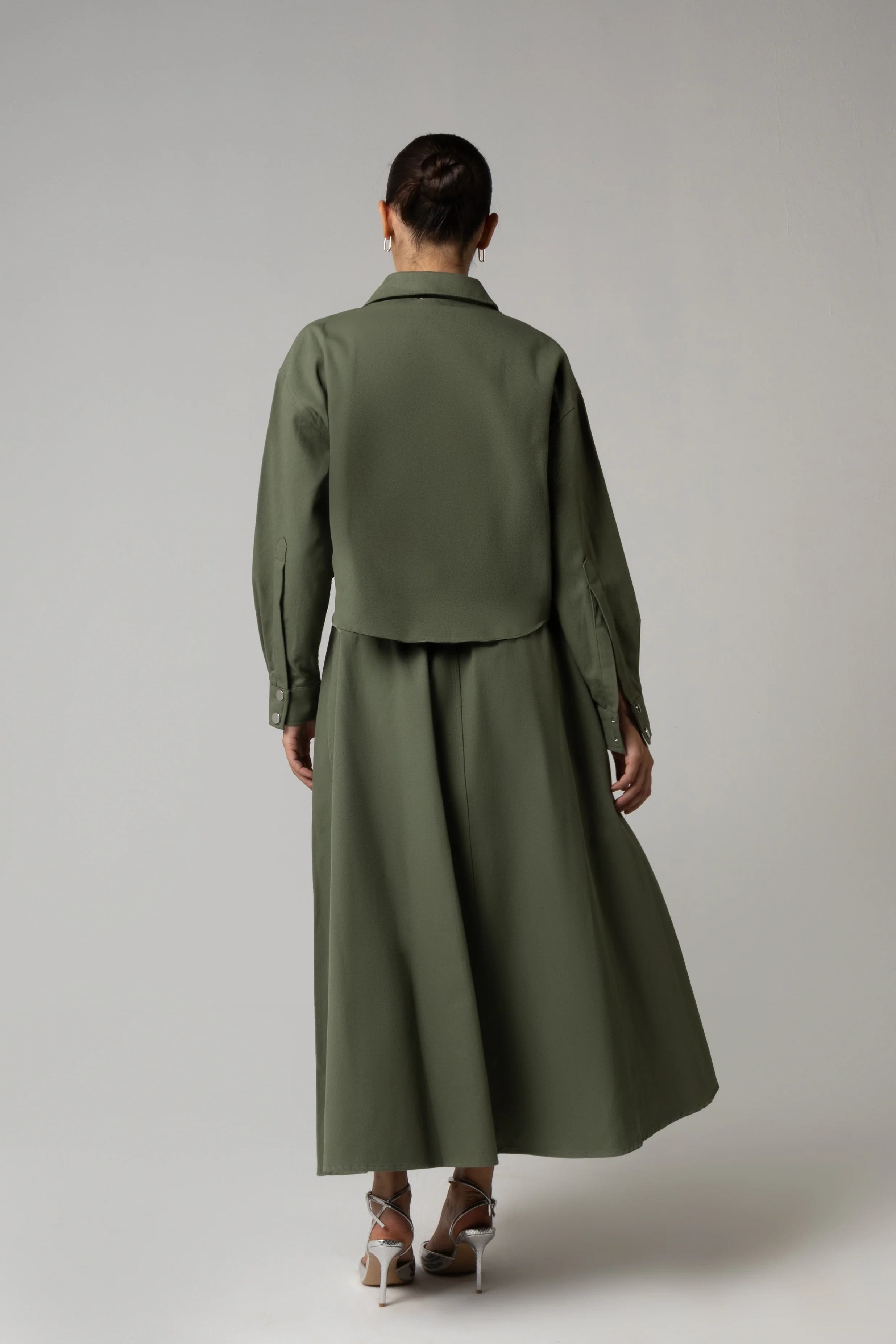 Twill Shirt & Skirt Set - Green - Image 4