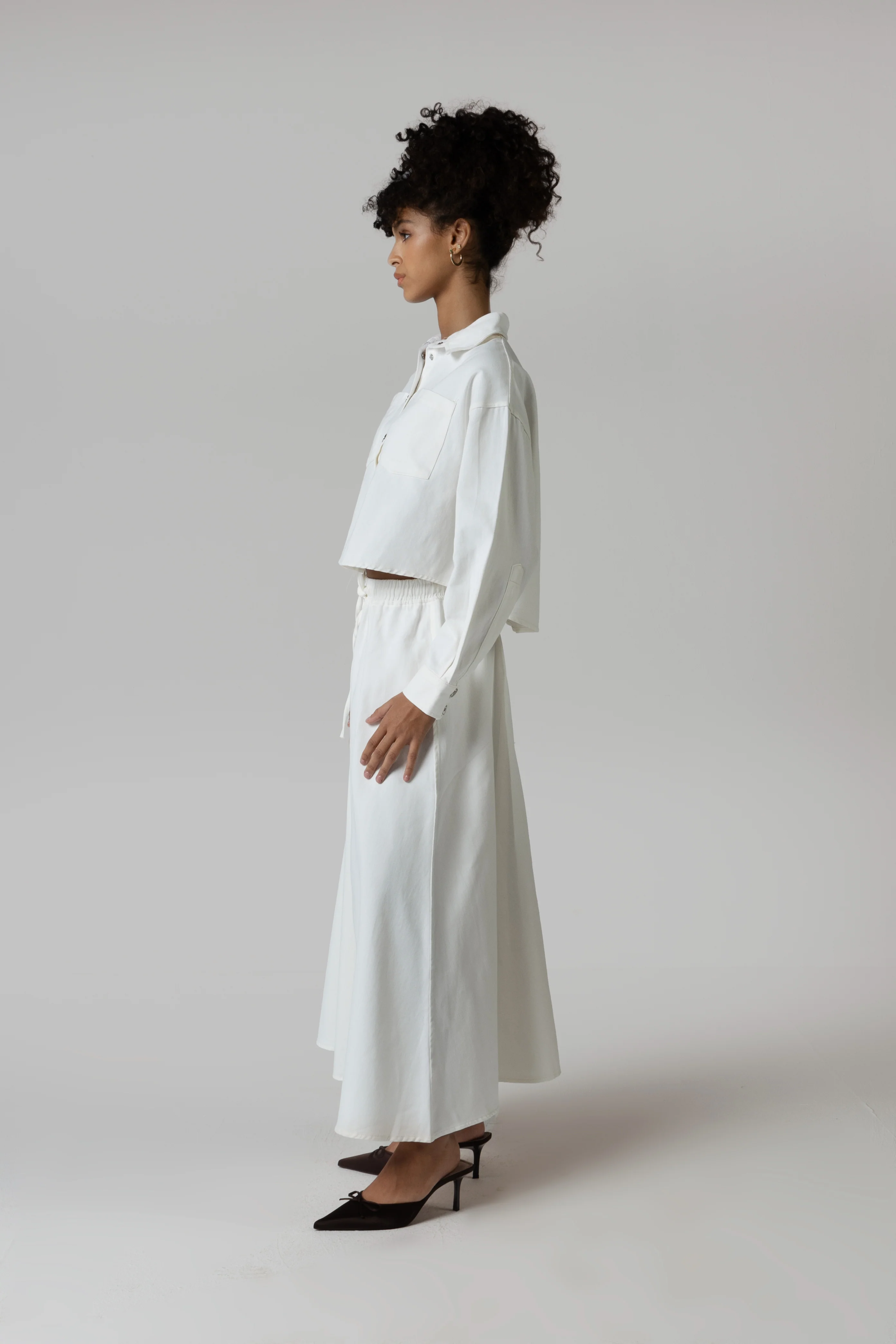 Twill Shirt & Skirt Set - White - Image 3