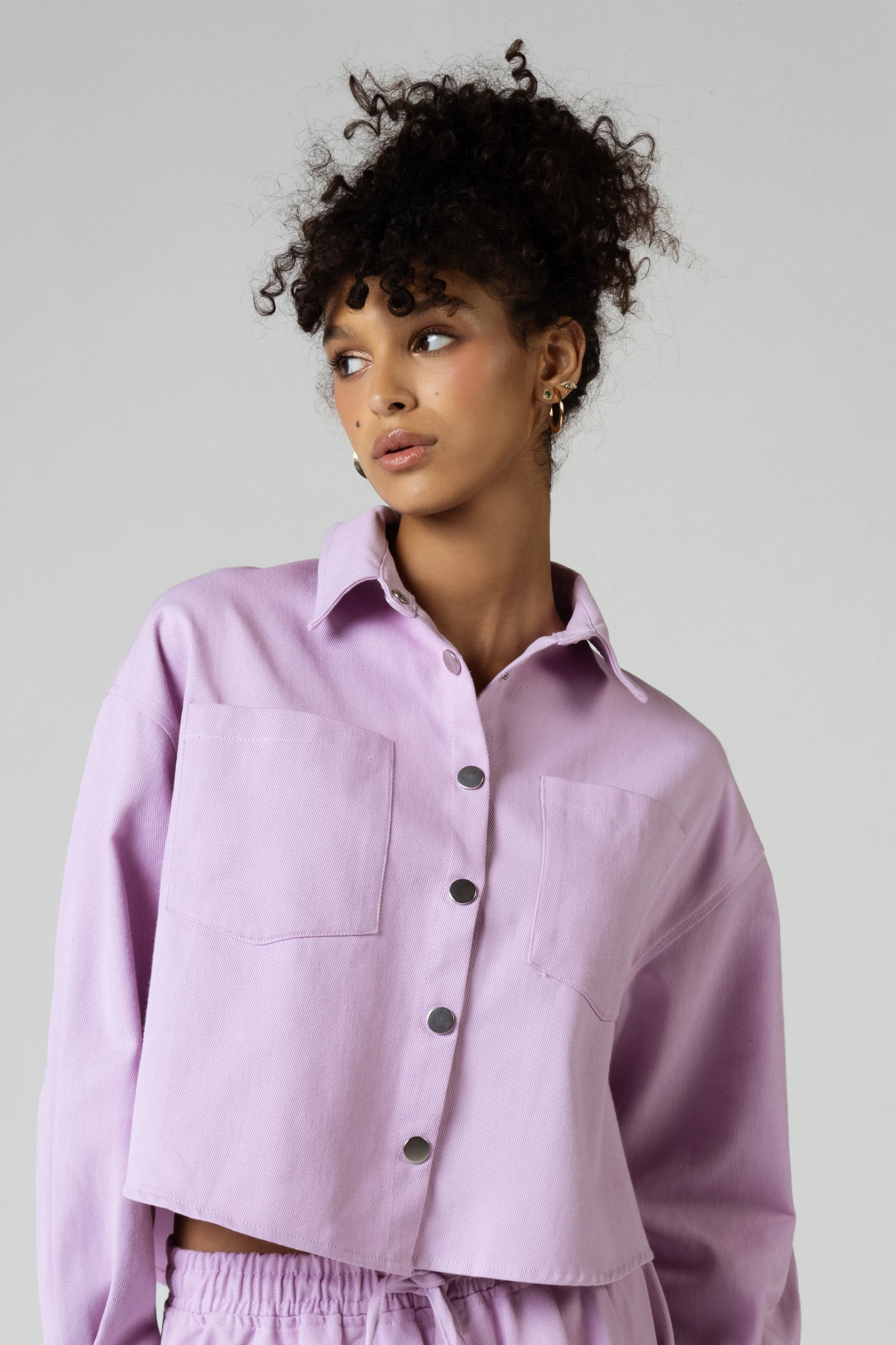 Twill Shirt & Skirt Set - Purple - Image 3