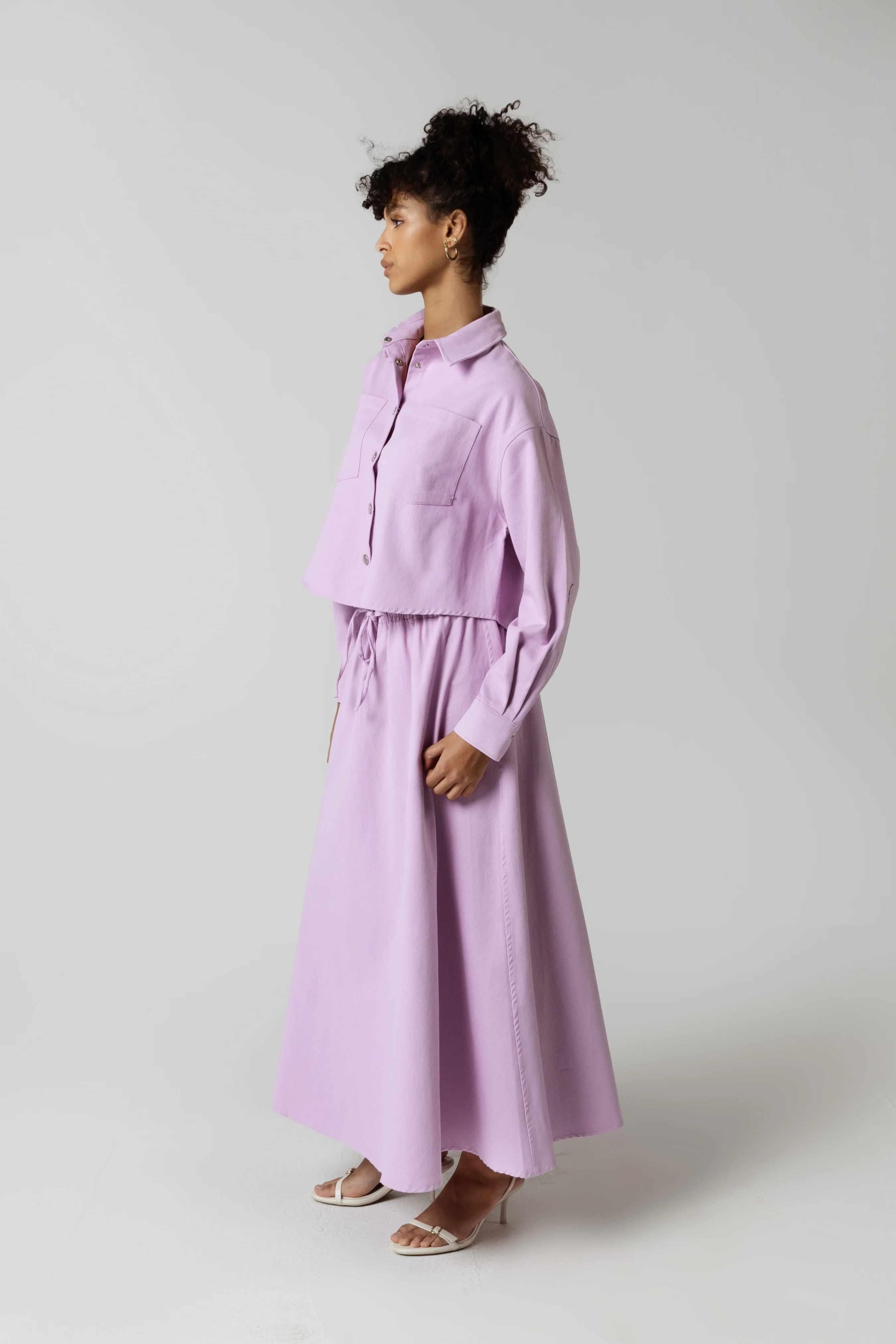 Twill Shirt & Skirt Set - Purple - Image 4