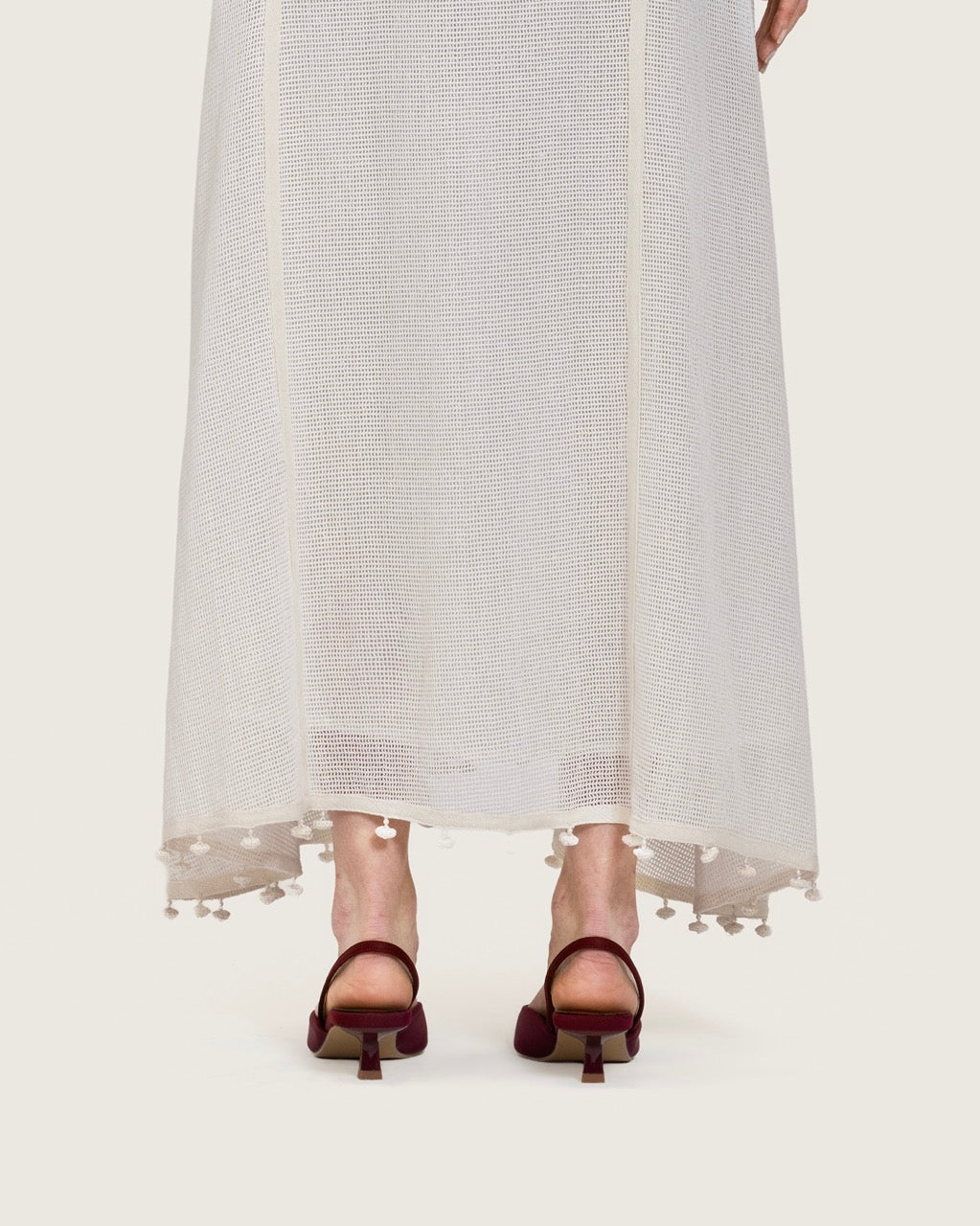 White Maxi Net Fabric Kaftan with Floral Embroidery - Image 13